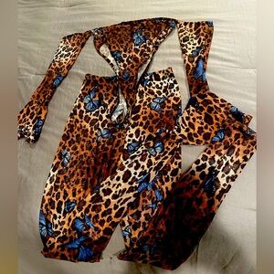 Fashion Nova leopard and butterfly print matching set
